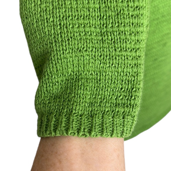 Finity Studio Green Acrylic Cotton V-neck Long Sleeve Leather Laced Sides Sz M - Picture 11 of 11